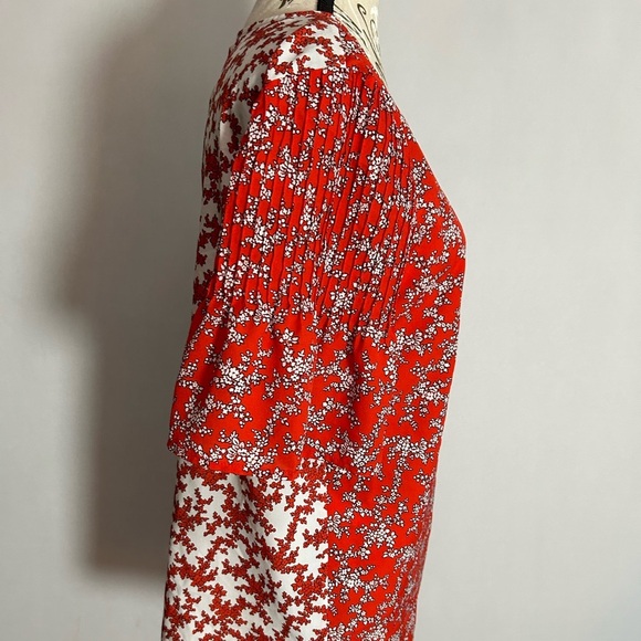 French Connection Red Blouse with Flutter Sleeves and Ruffled Style Large - Picture 7 of 8